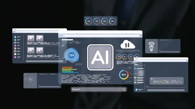 Explore a modern digital interface showcasing AI analytics with visual data representation. Perfect for illustrating technology trends, business solutions, and user engagement in analytics. Qubit