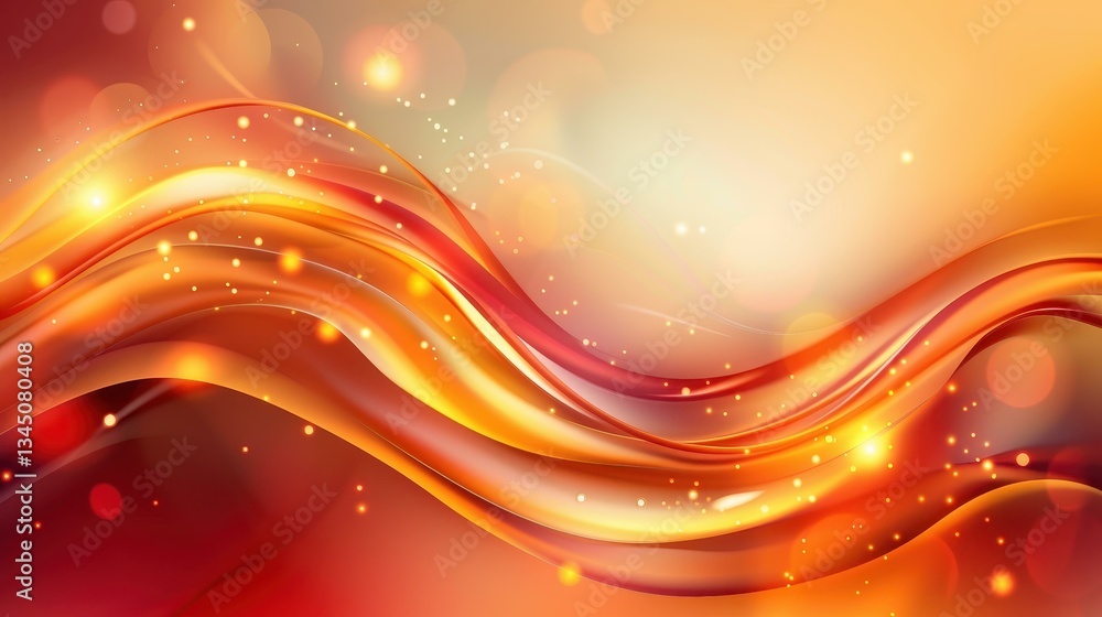 Poster experience the dynamic flow of change with glowing red and orange waves, creating an abstract concep