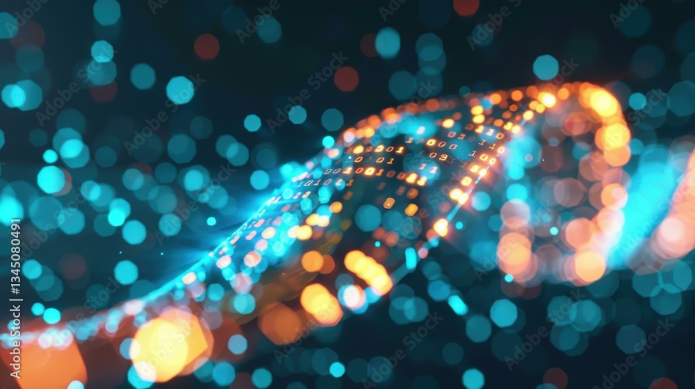 Poster explore the captivating realm of digital data. experience vibrant visuals as data transforms into be