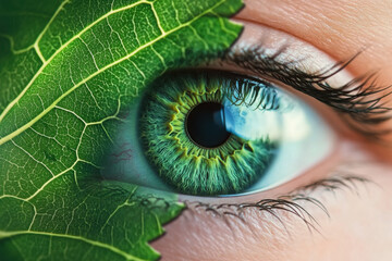 Obraz premium Face with leaf texture 