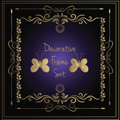 luxury frames gold with lavender and black background
