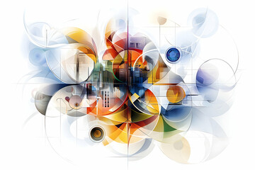 Abstract Colorful Geometric Design with Whimsical Shapes