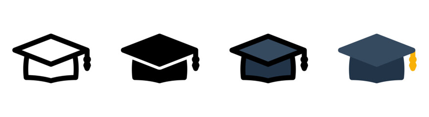 Modern minimalist mortarboard icon, ideal for educational apps and digital learning.