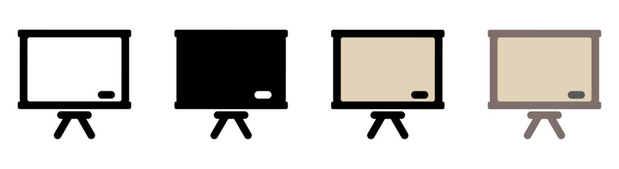Modern whiteboard icon, for user interfaces in presentation and educational applications.