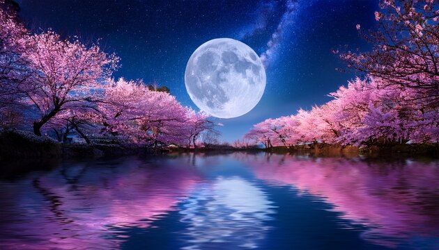 月 夜桜」の写真素材 | 25,614件の無料イラスト画像 | Adobe Stock
