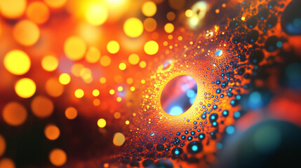 Abstract colorful bubbles and light patterns creating an ethereal atmosphere in a blurred background