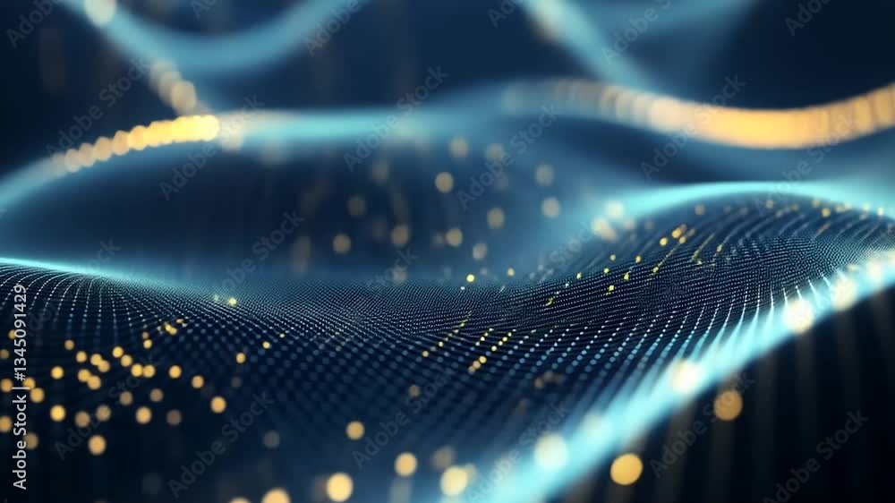 Poster abstract digital wave with glowing particles. (2)