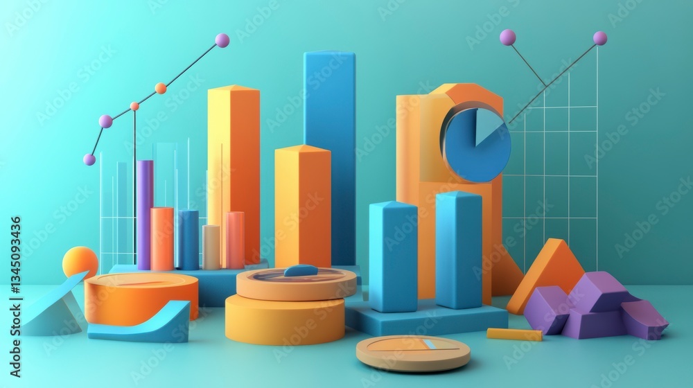 Aufkleber abstract 3d data visualization scene