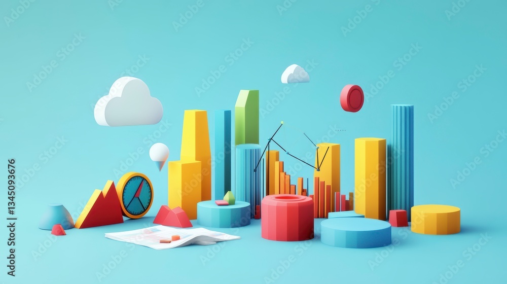 Aufkleber colorful abstract 3d data visualization scene