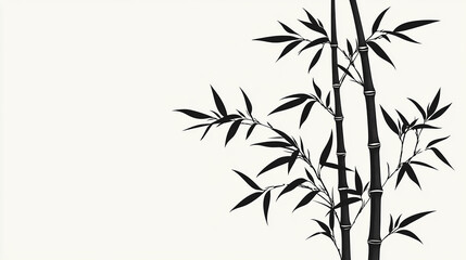 Fototapeta premium 水墨画風の竹のシンプルなイラスト 