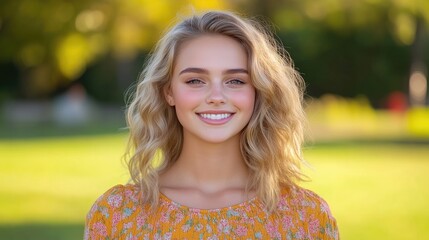 Smiling young woman outdoors