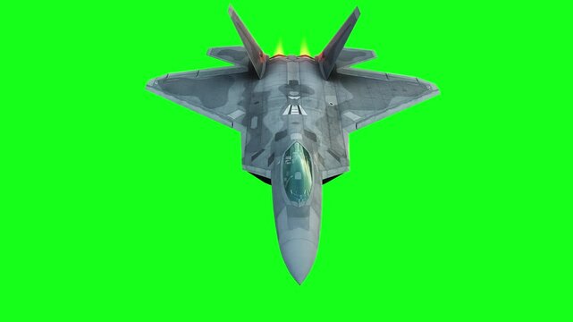 Military fighter jet F-22. green screen isolate.