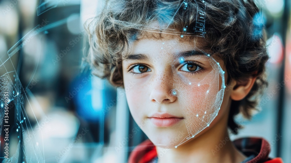 Poster ai-powered facial recognition security scanning for identity authentication.