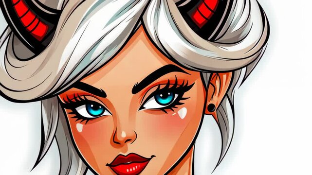 A bold logo design featuring a sexy devil woman, perfect for capturing attention with its modern cartoon style.