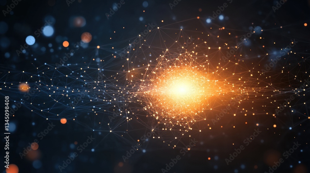 Poster artificial intelligence and innovation concept with a glowing network of connections.