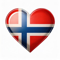 Obraz premium Heart-shaped norway flag emblem with vibrant colors and glossy texture