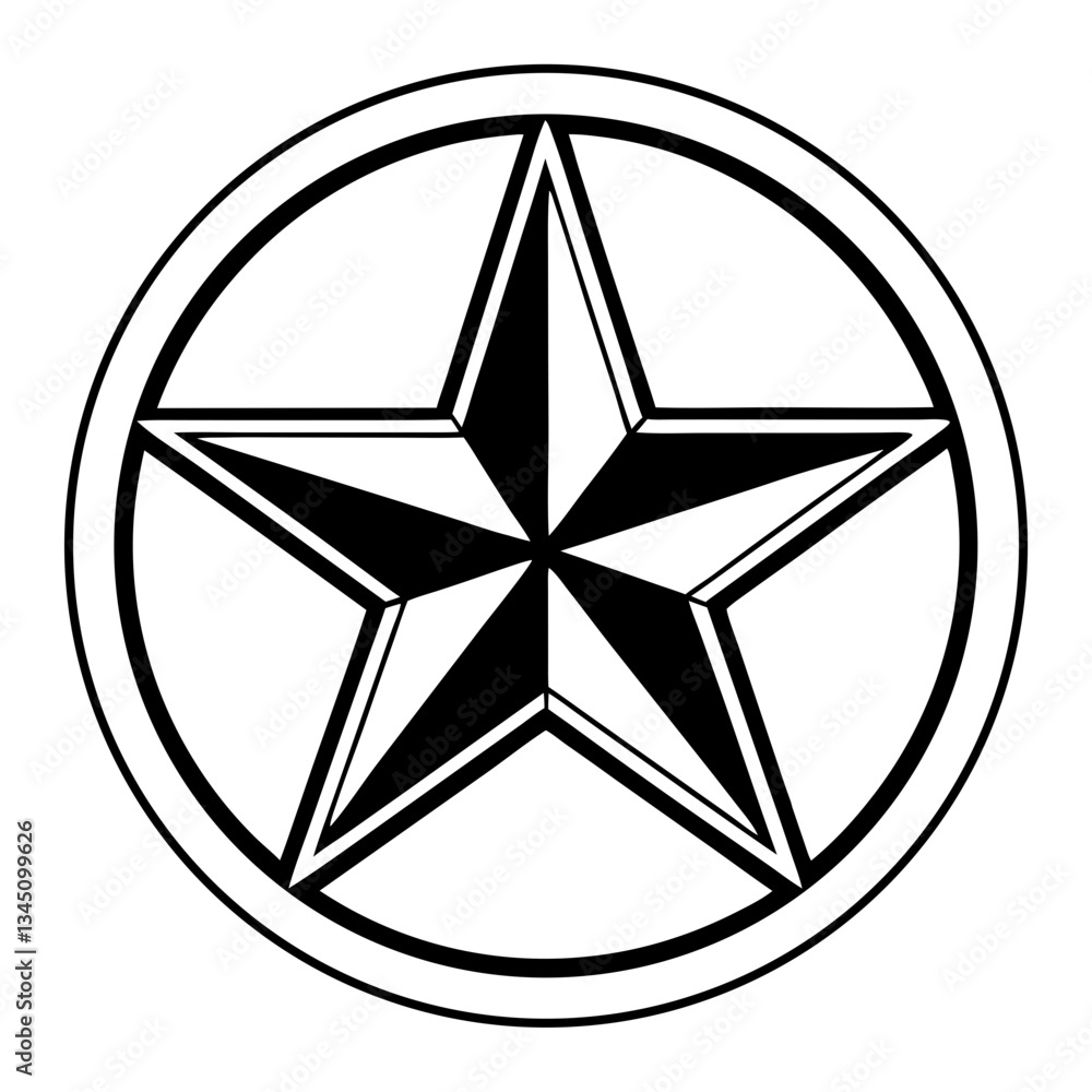 Wall mural a star shape symbol, inside a circle, emblem of a star. this image evokes a sense of design and geom