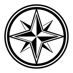 Fototapeta premium a compass rose, a navigation tool with directional arrows, set within a circle, in a minimalist style, vector illustration
