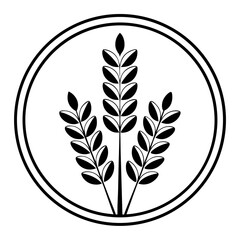 Fototapeta premium A stylized illustration of wheat inside a circle. The image showcases a simple yet elegant design, emphasizing the wheat stalks' form