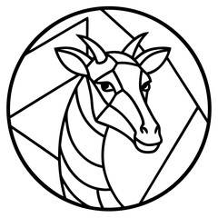 Fototapeta premium an artistic geometric circular logo image of a giraffe head, vector illustration