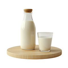 Milk Bottle Glass Wooden Round