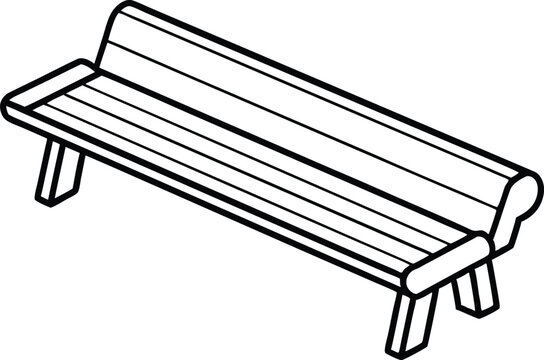 recommend clip art: bench outline coloring book page, park bench line art vector