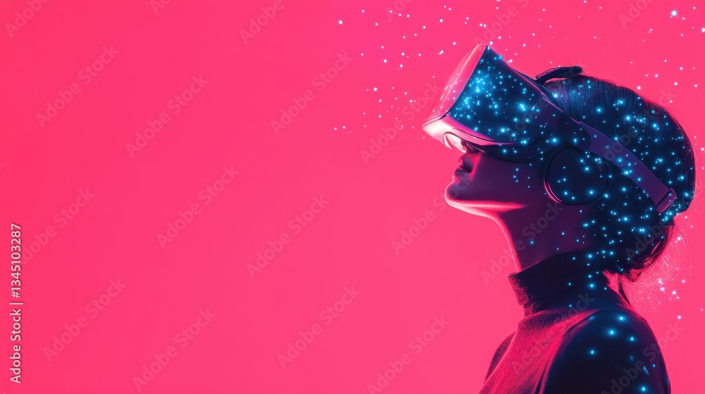 Poster digital transformation and innovation concept with a glowing holographic interface.