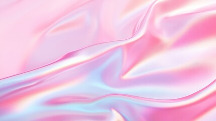 Soft Pink Holographic Chrome Gradient Background with Gently Flowing Iridescent Liquid Waves &ndash; Paired with Matching Silk for a Dreamy and Feminine Design
