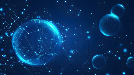 Obraz premium Professional Blue Futuristic Networking Technology Cartoon Vector Illustration