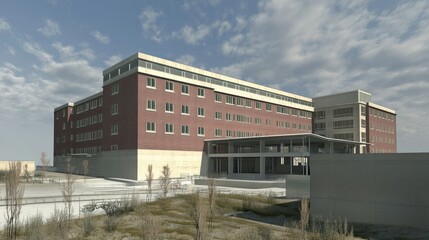 Obraz premium Factory expansion project with exposed steel structures and metal roofing.