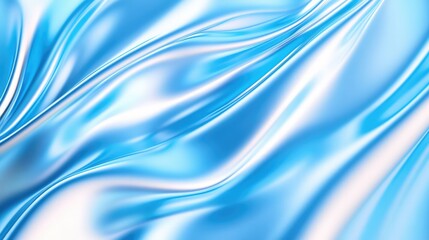 Obraz premium Cool Blue Holographic Chrome Gradient Background with Iridescent Liquid Metal Waves – Paired with Blue Silk for a Sleek, Modern, and Futuristic Design