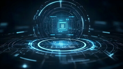 Abstract Digital Sphere Displaying Network Data And Energy Transmission Across Electronic Circuit Lines