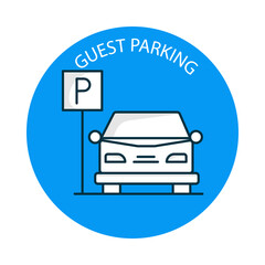 Guest Parking – Secure Parking Area for Hotel Visitors with Editable Stroke