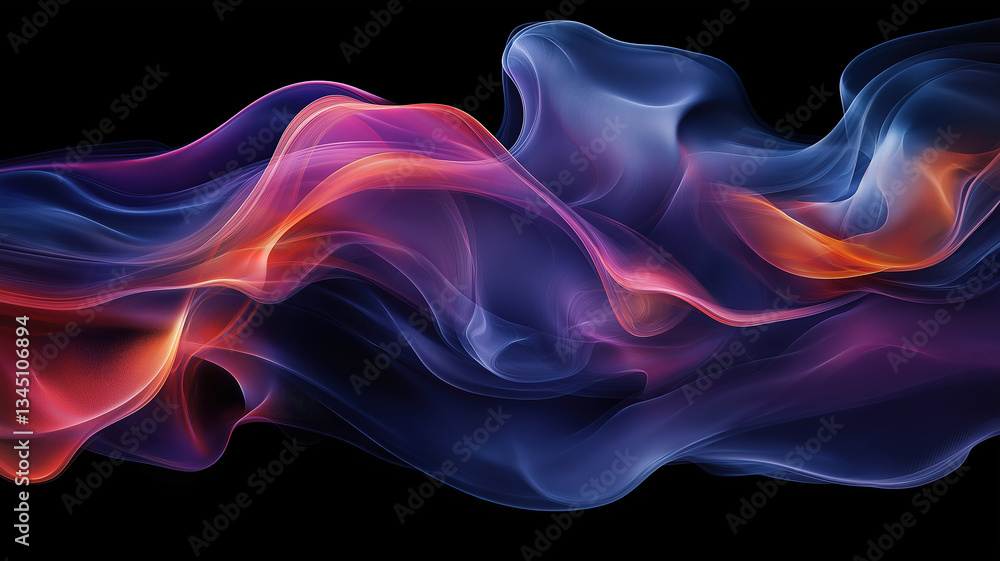 Poster abstract swirling smoke in vibrant hues forms a dynamic and captivating display