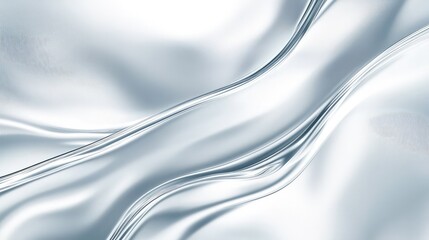 Holographic Chrome Gradient Background with Iridescent Liquid Metal Waves &ndash; Luxurious Silver Silk for a Futuristic and Modern Design