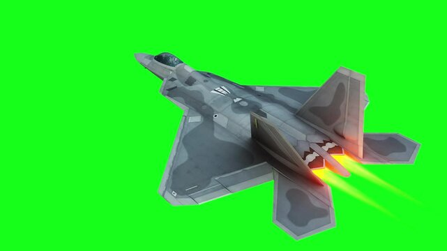 Military fighter jet F-22. green screen isolate.
