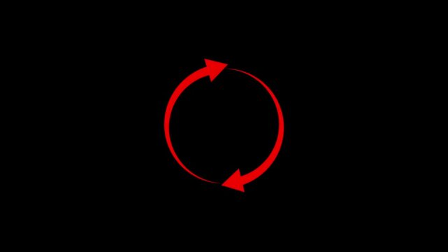 Two arrows cycle recycle, Reload icon animation Isolated on Black Background Circle arrow refresh icon rotation animation Motion graphic design