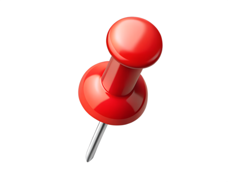 red push pin isolated on transparent background