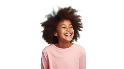 Laughing Black Girl isolated on PNG Transparent Background. DEIB, Diversity, Equity, Inclusion, Belonging
