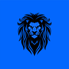 blue and black head lion vector