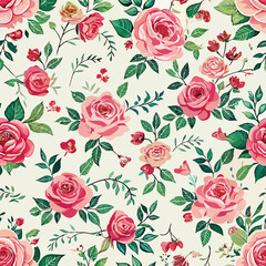 Exquisite Floral Rose Pattern with Pretty Flowers on a Pristine White Background