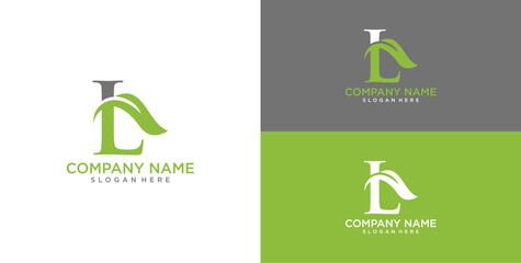 Letter L leaf initial logo template