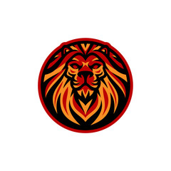 red and orange head lion vector