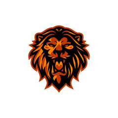 red and orange head lion vector