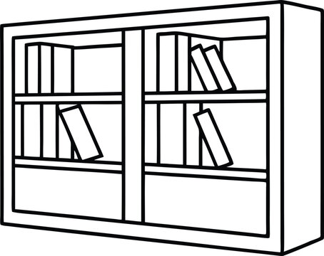 recommend clip art: bookcase outline coloring book page,bookcase line art vector