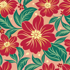 Delicate Floral Seamless Pattern with Pastel Hues and Elegant Motifs