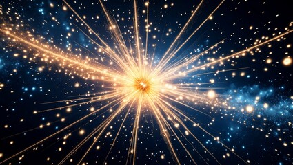 Naklejka premium Cosmic explosion of glowing particles and light effects