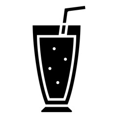 Glass of juice, water, milk, drink glyph solid icon	
