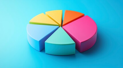 Obraz premium Colorful 3D Pie Chart on Blue Background. Possible use Educational infographic, data visualization