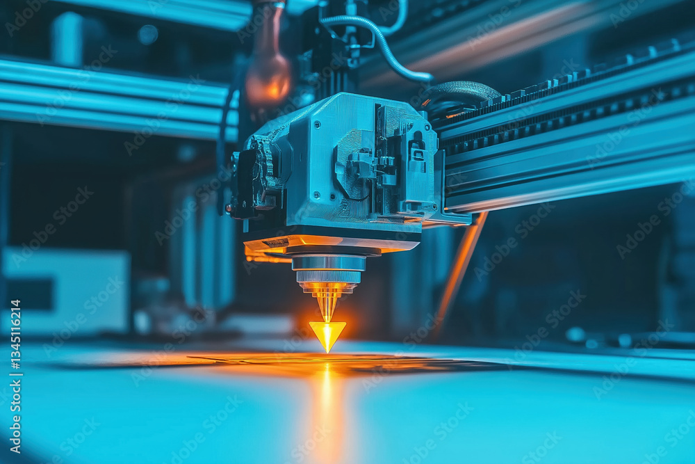 Poster laser cutter working on intricate design in modern fabrication workshop